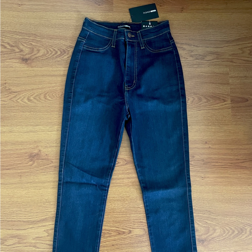 Fashion Nova high waist blue skinny jeans 5